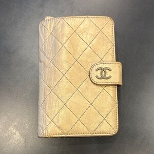 CHANEL Gold Quilted Leather Wallet